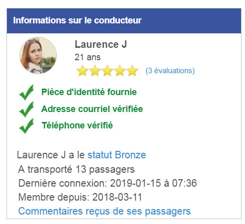 Info sur le conducteur